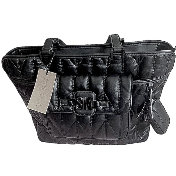 New! STEVE MADDEN Black Tote with Change Purse. Lots of pockets and compartments - Picture 14 of 16